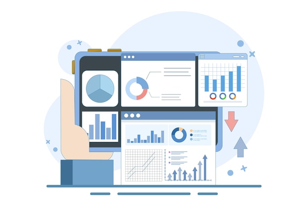 vectorillustratie over Business Graph Information Report Analysis of Business Data Analysis