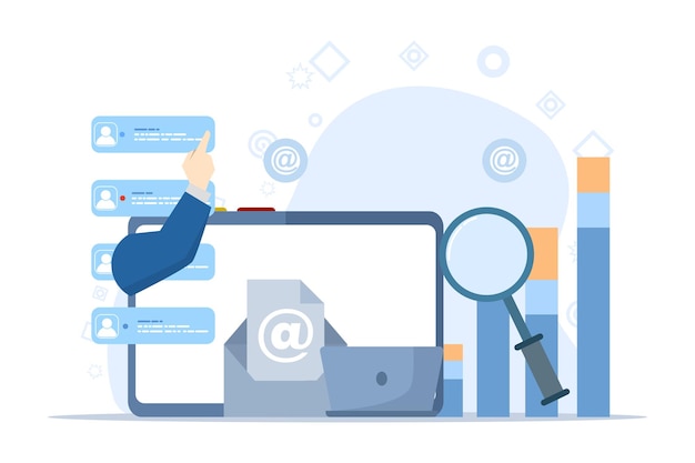 vectorillustratie over e-mailmarketingconcept of online bedrijfsstrategie