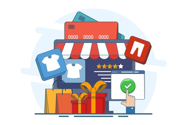 vectorillustratie over het concept van online winkelen of online bestellen of e-commerce website