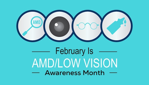 Vectorillustratie over het thema van de maand voor bewustwording van slechtziendheid die elk jaar in februari wordt gevierd