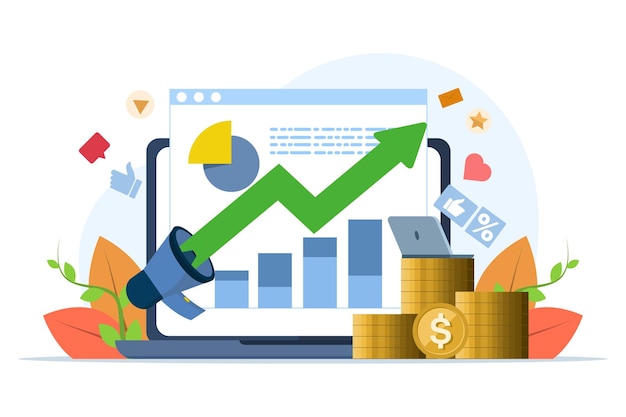 Vectorillustratie over Marketing targeting Concept of Journalistiek en reclame Concept