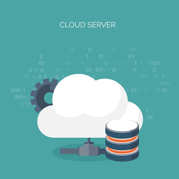Vectorillustratie platte cloudcomputing achtergrond gegevensopslag netwerktechnologie multimedia