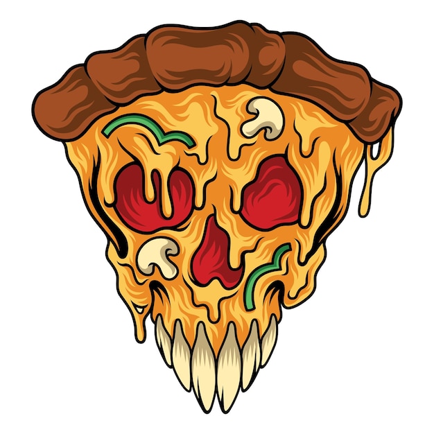 Vectorillustratie Schedel Pizza Slice