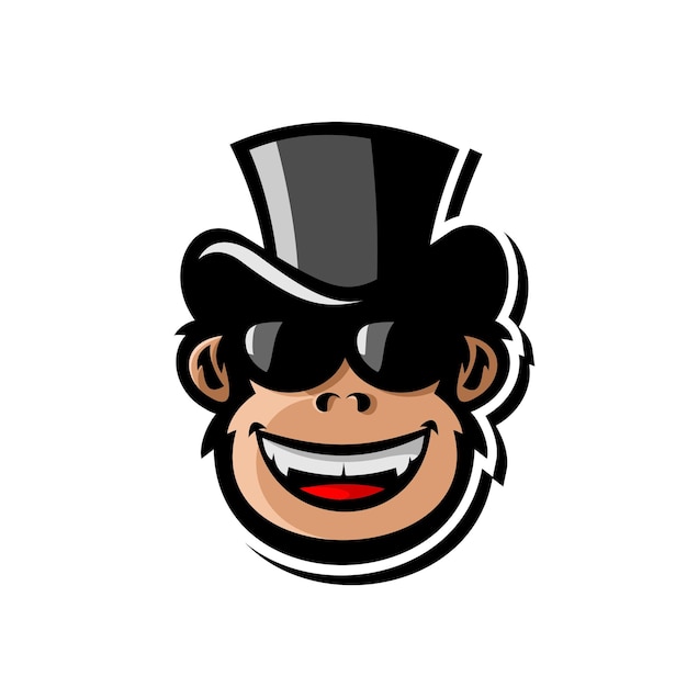 vectorillustratie van aap-logo met hoed met zonnebril