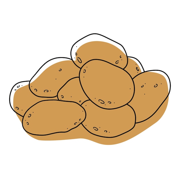 Vector vectorillustratie van aardappelen. geïsoleerde witte achtergrond. gestileerde aardappelen. schets lijn aardappelen