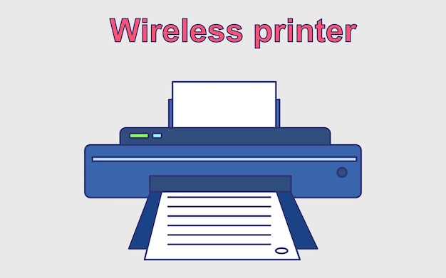 Vectorillustratie van afdrukapparaat technologie draadloze printer platte vector design