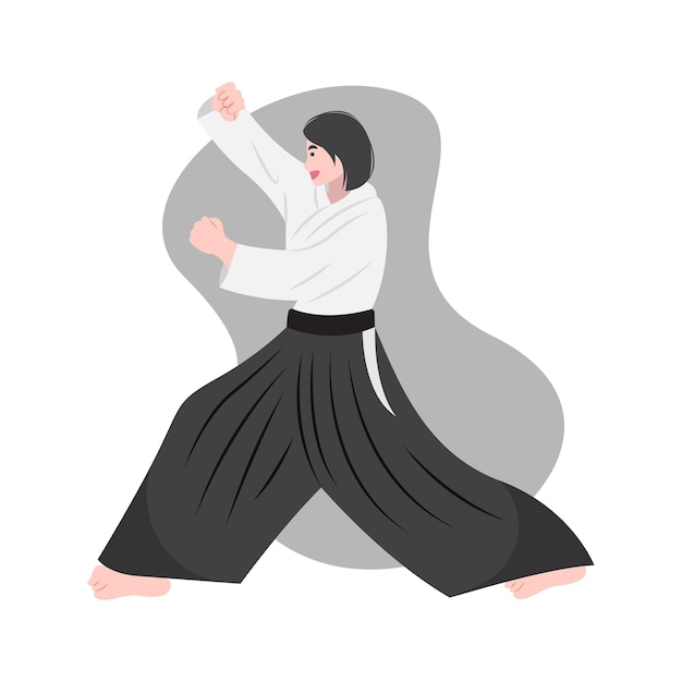 vectorillustratie van aikido krijgskunst op witte achtergrond