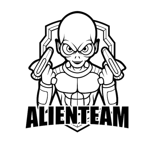 Vectorillustratie van alien logo sjabloon