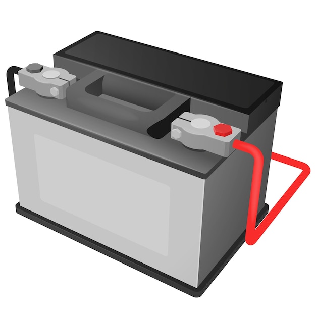 Vectorillustratie van auto-accu met aangesloten terminals