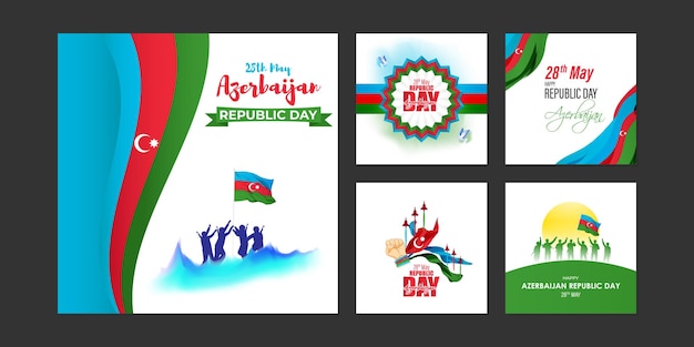 Vectorillustratie van Azerbeidzjan Republic Day social media story feed set mockup template