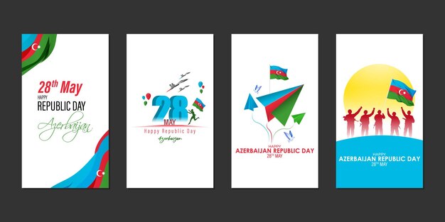 Vectorillustratie van Azerbeidzjan Republic Day social media story feed set mockup template