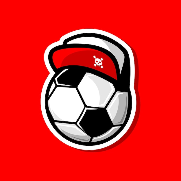 vectorillustratie van bal met een hoed, cartoon voetbal
