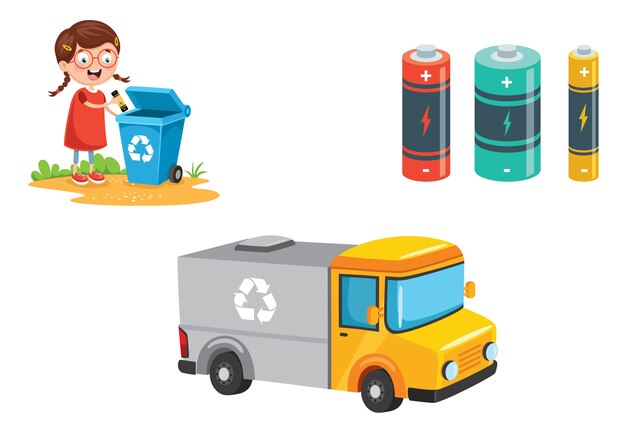 Vectorillustratie van batterij recycling