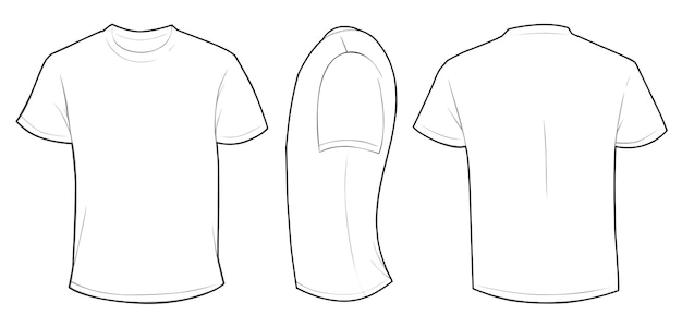 Vector vectorillustratie van blanco witte mannen t-shirt sjabloon voorzijde en achterzijde ontwerp geïsoleerd op wit