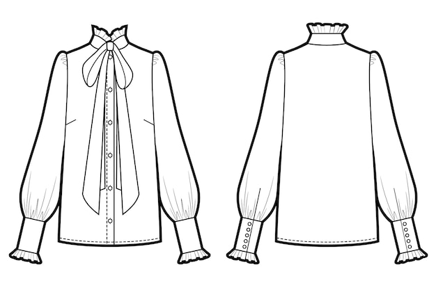 Vectorillustratie van blouse met stropdas voor dames