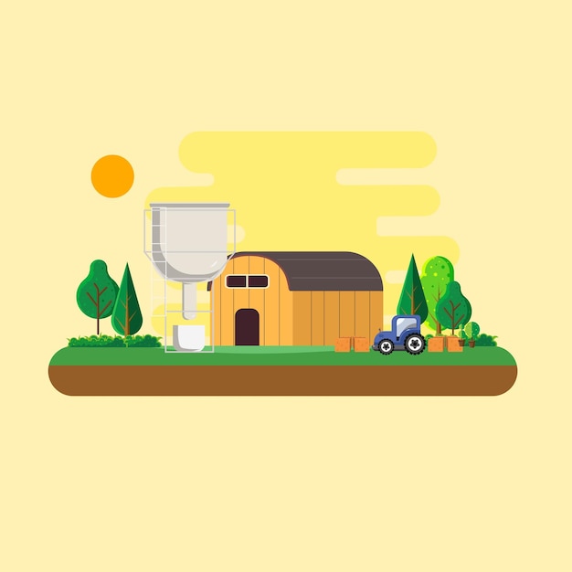 vectorillustratie van boerderij met platte ontwerpstijl