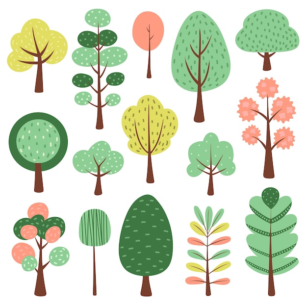 Vector vectorillustratie van bomen in scandinavische stijl