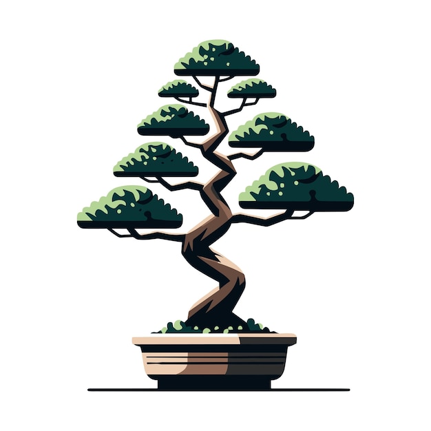Vectorillustratie van bonsai bomen Esthetische Japanse en Chinese traditionele cultuur