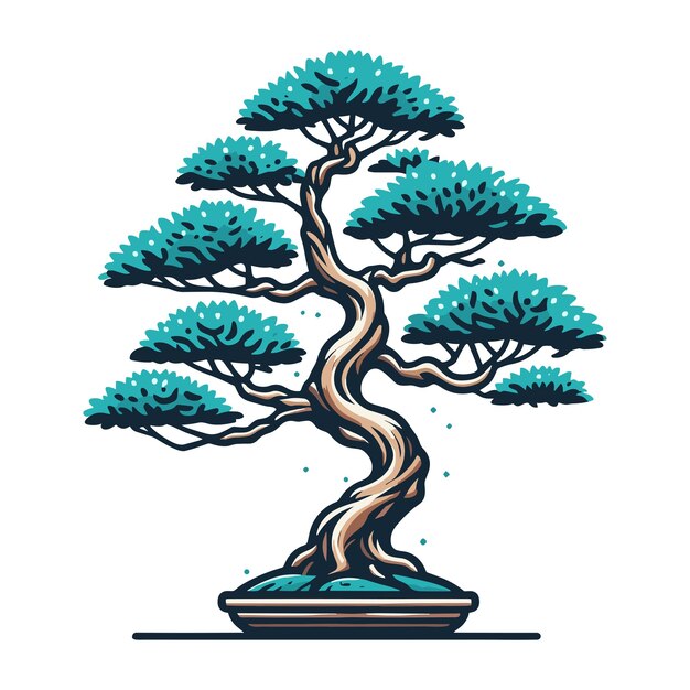 Vectorillustratie van bonsai bomen esthetische japanse en chinese traditionele cultuur