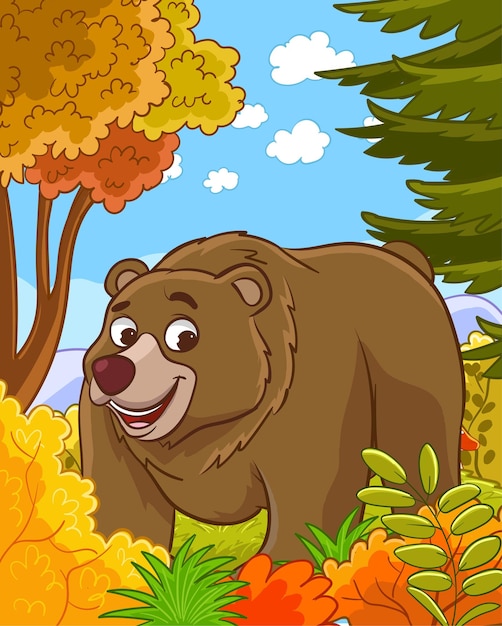vectorillustratie van bos en beer