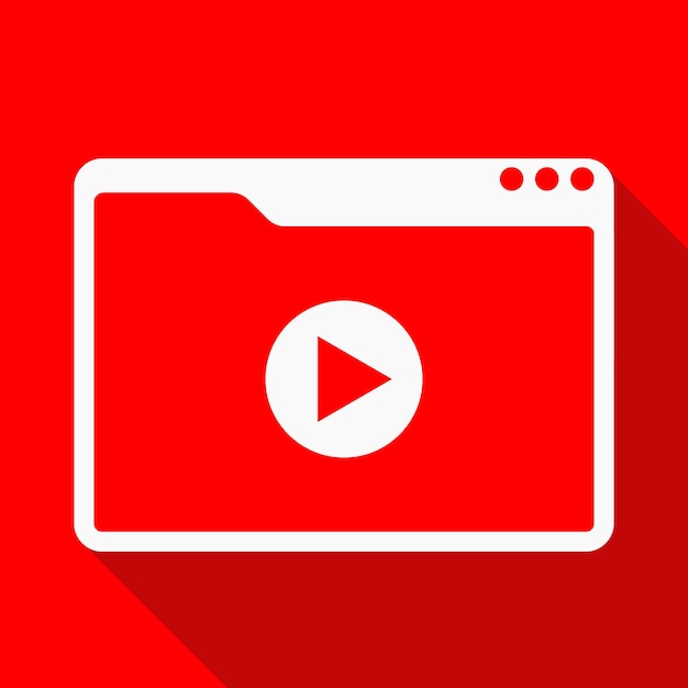 Vectorillustratie van browservenster met video op rode achtergrond