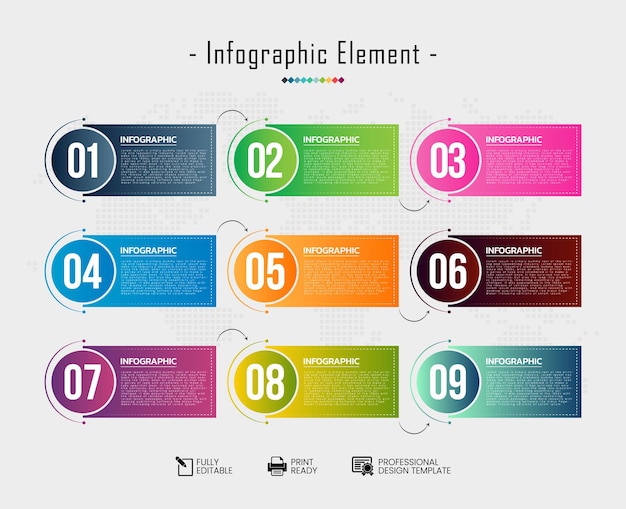 Vectorillustratie van business infographics tabbladen sjabloon voor presentatie, onderwijs, webdesign