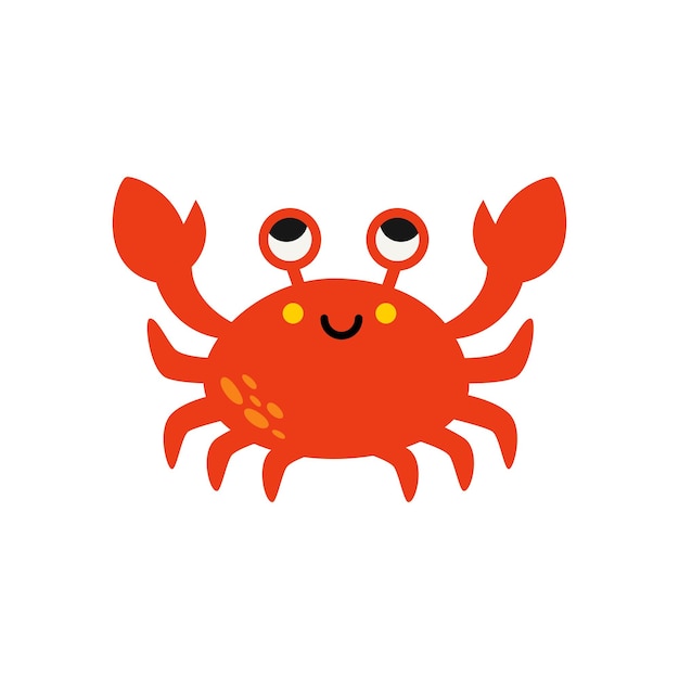 Vectorillustratie van cartoon rode krab geïsoleerd op een witte achtergrond