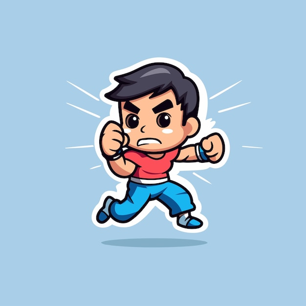 Vectorillustratie van cartoon superheld personage running Mascot ontwerp sjabloon