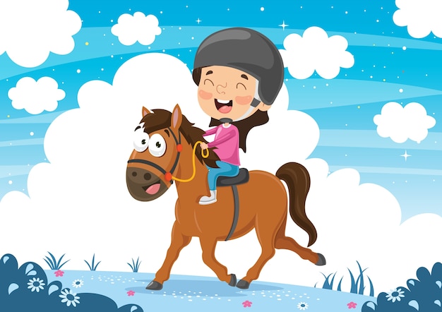 Vectorillustratie van child riding horse