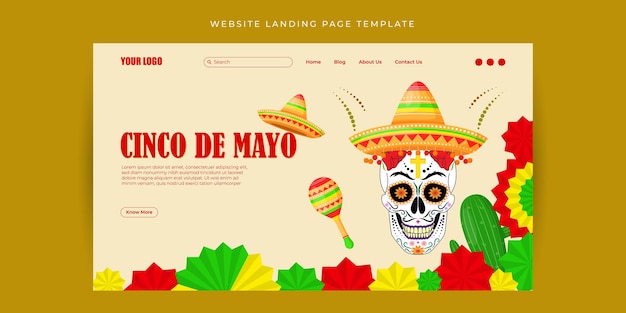 Vectorillustratie van Cinco de Mayo Website bestemmingspagina banner mockup Template