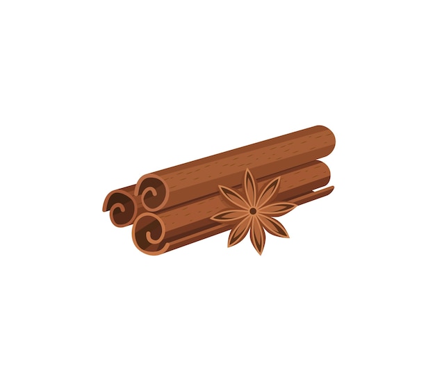 Vector vectorillustratie van cinnamon sticks-soorten geïsoleerd op witte achtergrond