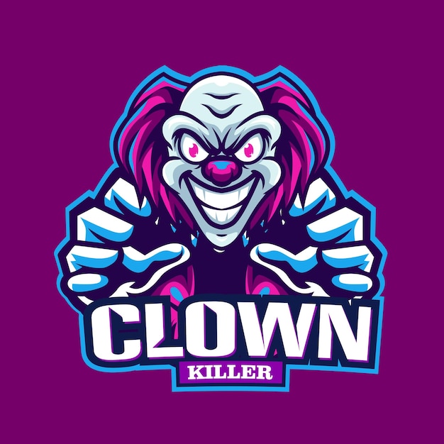 Vectorillustratie van clownmascotte met esport-stijl