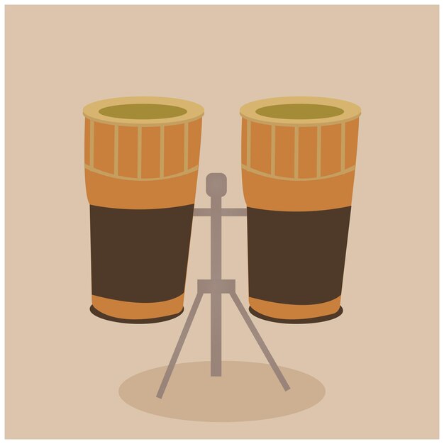 Vectorillustratie van Conga Drums Klassiek muziekinstrument conga drums op statief