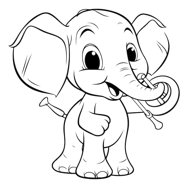 Vectorillustratie van Cute Cartoon Elephant Kleurboek voor kinderen