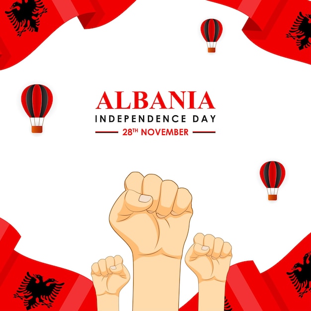 Vectorillustratie van de Albanese Onafhankelijkheidsdag sociale media-feedsjabloon