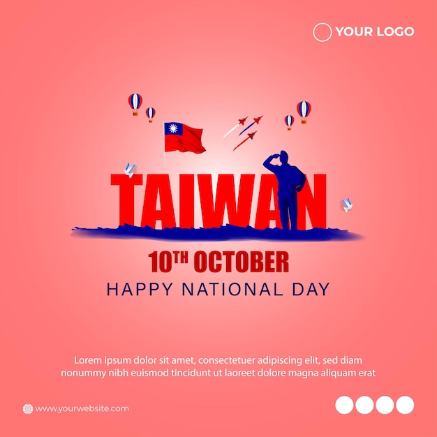 Vectorillustratie van de banner van de nationale feestdag van Taiwan