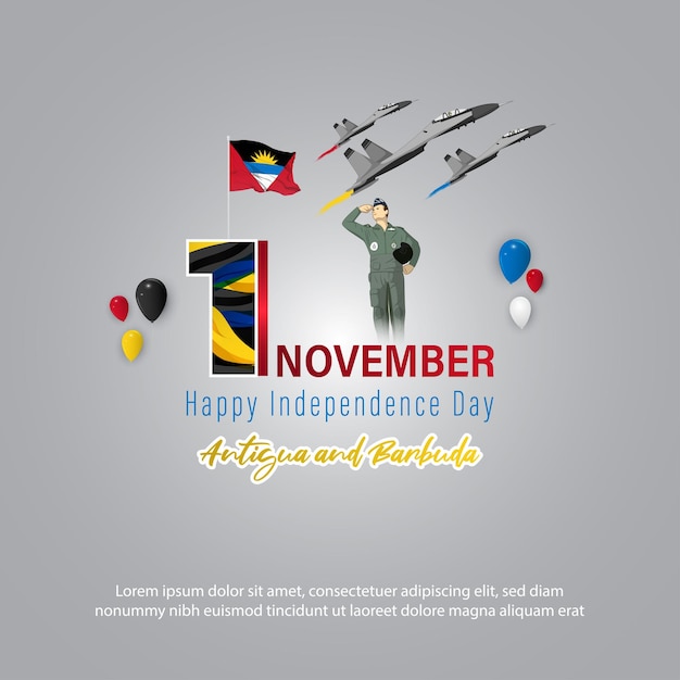 Vectorillustratie van de banner van de onafhankelijkheidsdag van Antigua en Barbuda