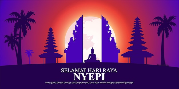 Vectorillustratie van de banner van Hari Raya Nyepi