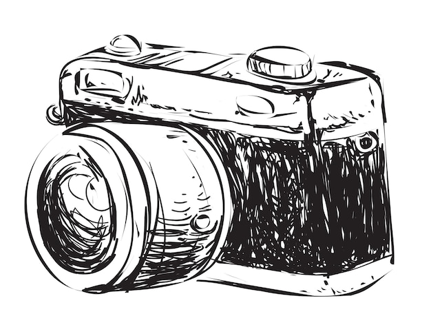 Vectorillustratie van de camera in doodle cartoon stijl