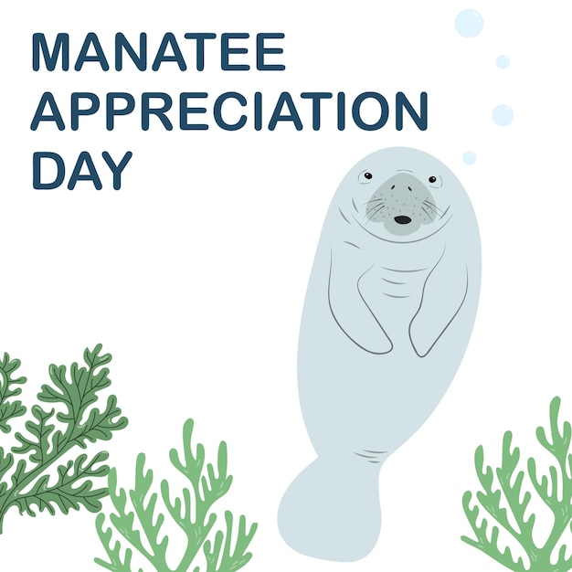 Vector vectorillustratie van de dag van de waardering van de manatee