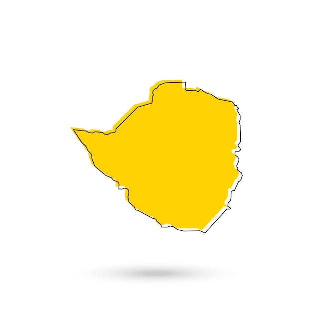 Vectorillustratie van de gele kaart van Zimbabwe op witte achtergrond