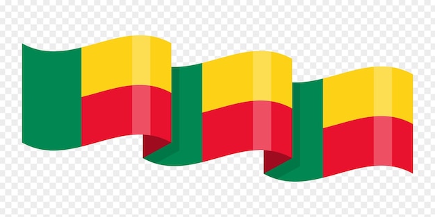 Vectorillustratie van de golvende vlag van Benin op een doorzichtige achtergrond