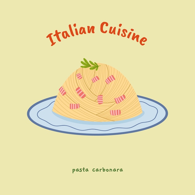 Vector vectorillustratie van de italiaanse pasta carbonara
