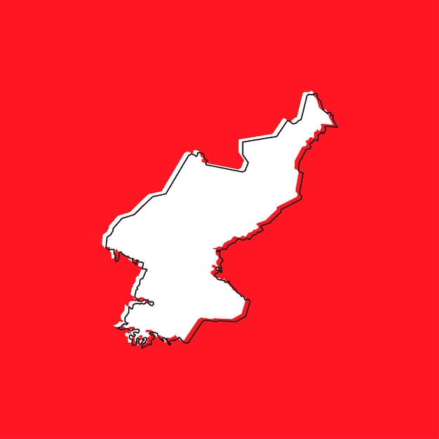 Vectorillustratie van de kaart van Noord-Korea op rode achtergrond
