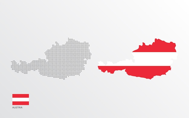 Vectorillustratie van de kaart van Oostenrijk met vlag