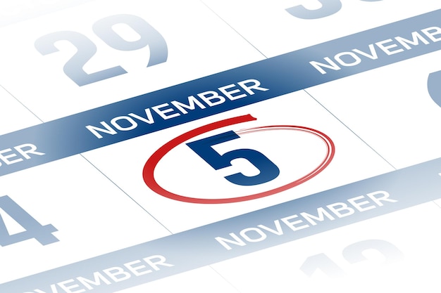 Vectorillustratie van de kalenderdag van het jaar 5 november 2025