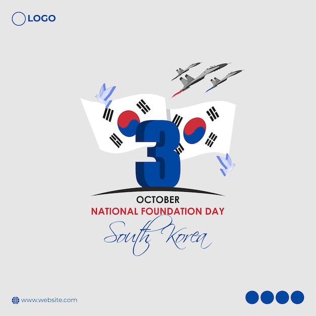 Vector vectorillustratie van de korea national foundation day social media feed sjabloon