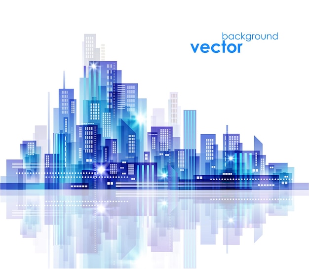 Vectorillustratie van de nachtelijke skyline van de stad