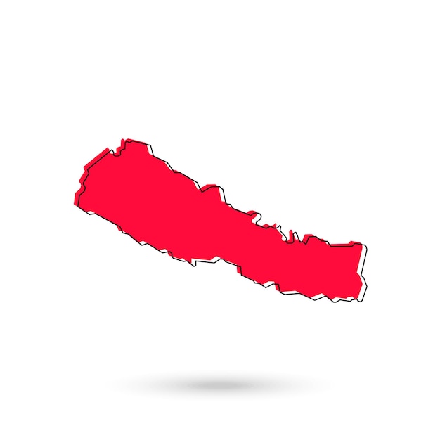 Vectorillustratie van de rode kaart van Nepal op witte achtergrond