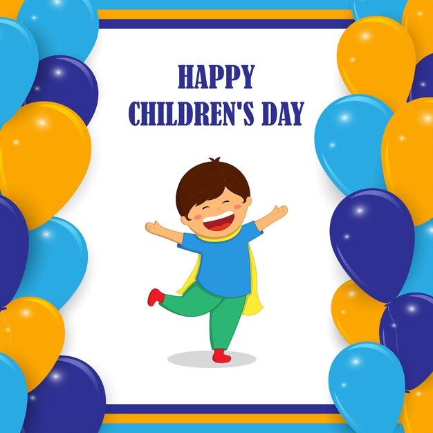 Vectorillustratie van de sjabloon van de social media feed van Happy Children's Day